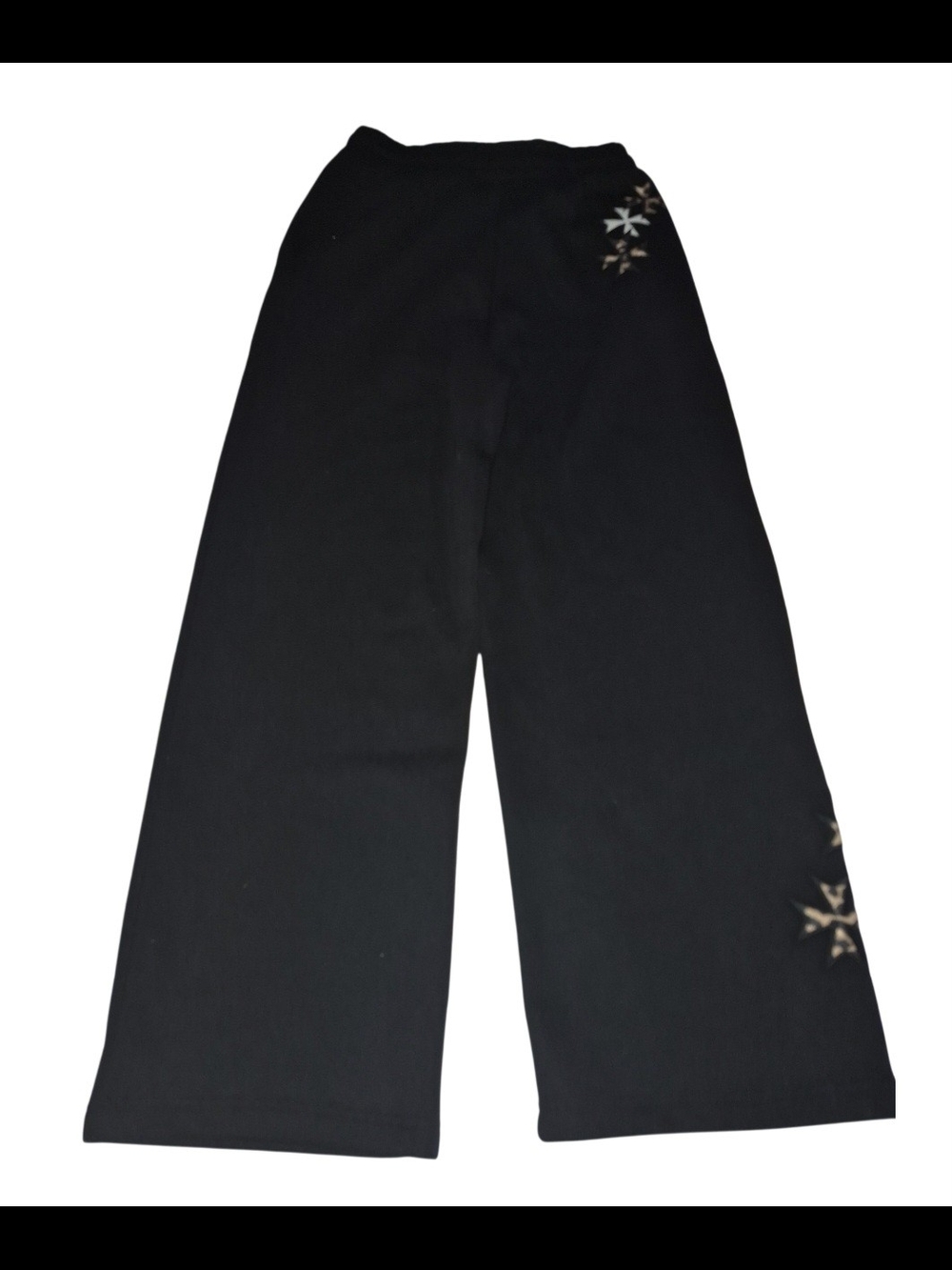 Black Wide-Leg Sweatpants with White Drawstring - Picture 4 of 6